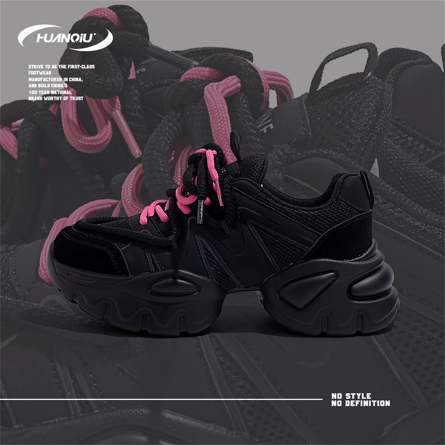 Chunky Sneakers Lace-up Non-Slip Dad Shoes Height Increased Casual Running Shoes