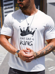 Crown & Like A King Graphic Crew Neck Tee for Men