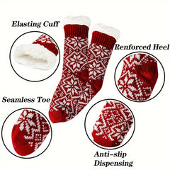 Christmas Snowflake Print Plush Socks