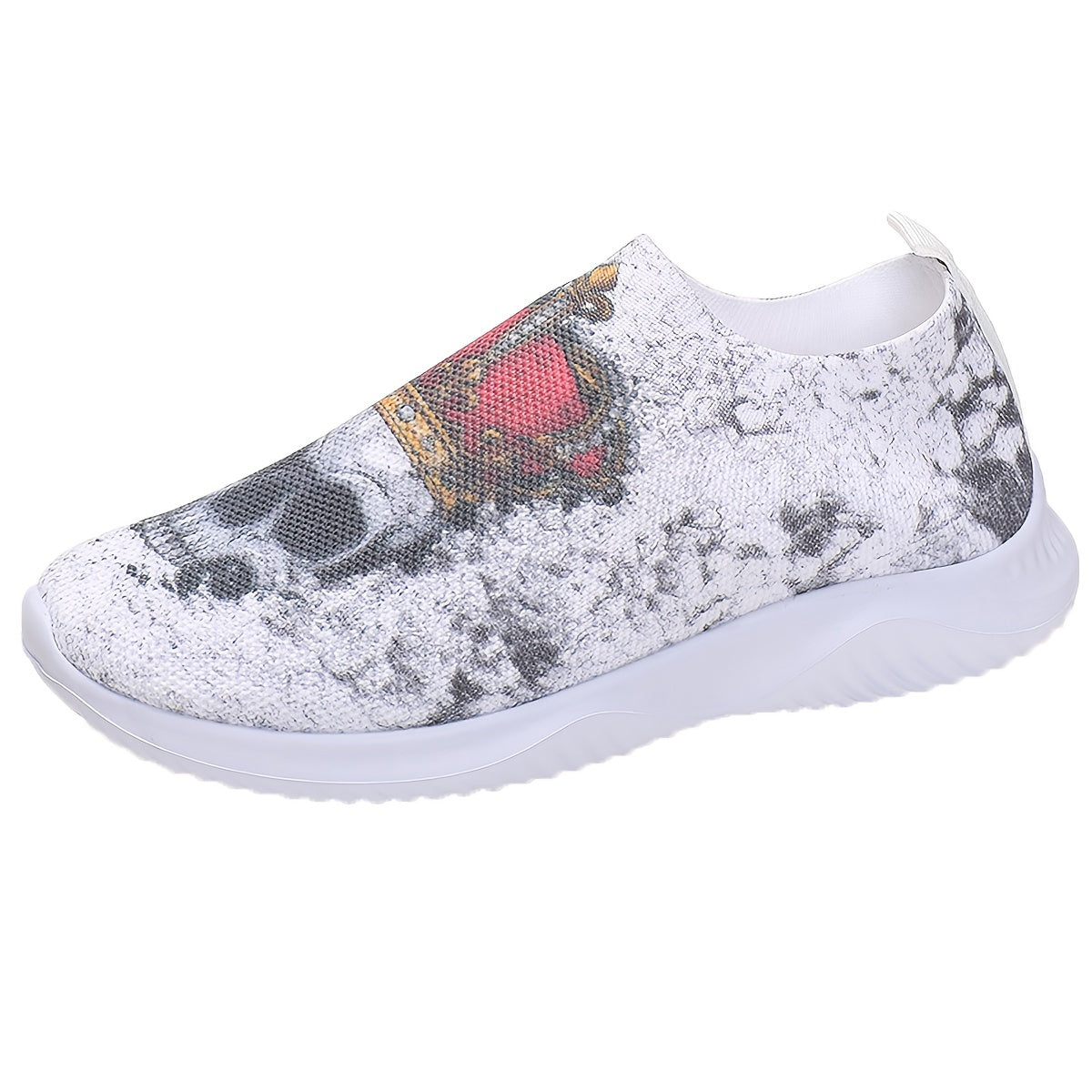 Skull Print Platform Sneakers Slip On Outdoor Shoes