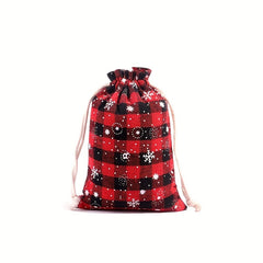 6pcs Plaid Fabric Gift Bags 24 Days Advent Calendar Cand
