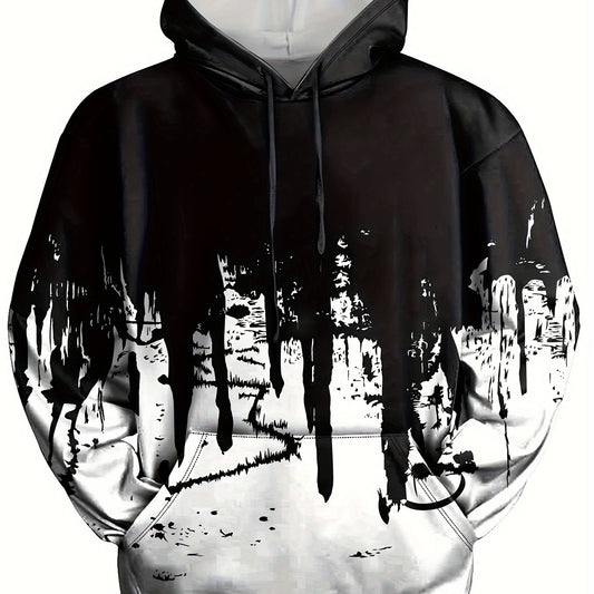 Graffiti Print Hoodies Men Graphic Hoodie Kangaroo Pocket Loose Pullover