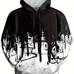 Graffiti Print Hoodies Men Graphic Hoodie Kangaroo Pocket Loose Pullover