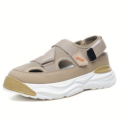 Men's Breathable Chunky Slip-On Sandals with Hook & Loop Strap