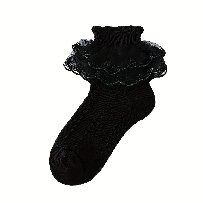 5 Pairs Girls Princess Lace Brim Socks for Dancers & All Ages
