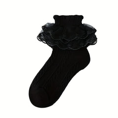 5 Pairs Girls Princess Lace Brim Socks for Dancers & All Ages