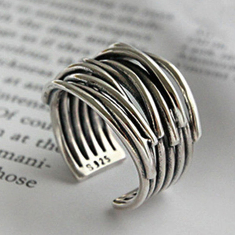 Gothic Curve Ring - Silver Plated Adjustable Ring