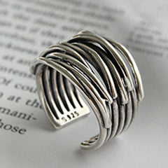 Gothic Curve Ring - Silver Plated Adjustable Ring