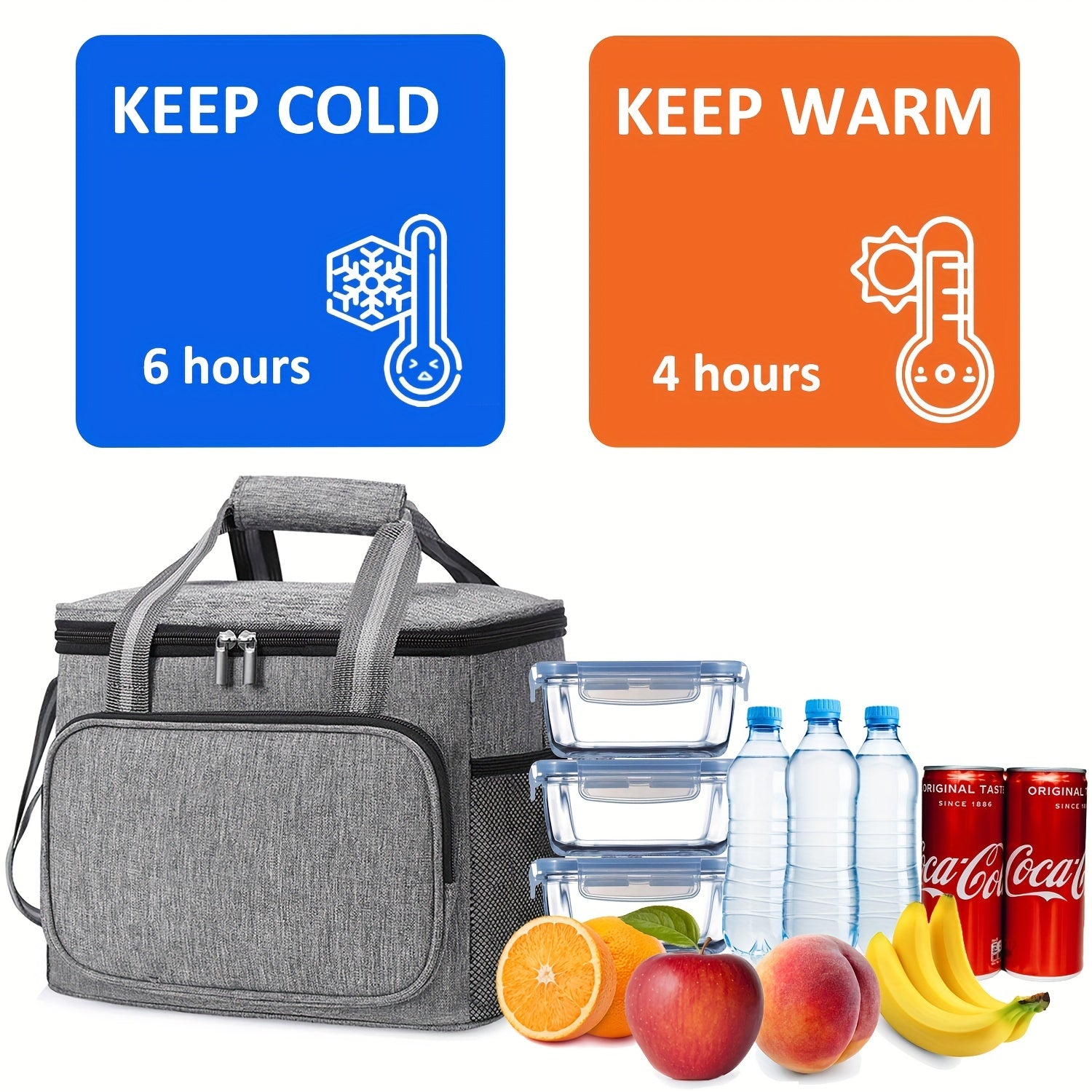 Large Insulated Lunch Bag for Office School Picnic Beach
