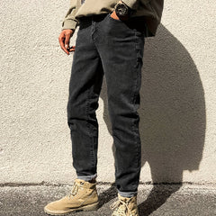 Classic Regular Fit Jeans Mens Casual Street Style All Match Denim Pants