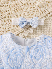 Sweet Girls Floral Graphic Pleated Puffy Dress Baby Casual Dress
