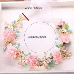 Rose Flower Crown Wedding Headband Wrist Band