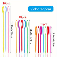30pcs Large Eye Plastic Needles 6 8 14 Plastic Weaving Needles Yarn Learning