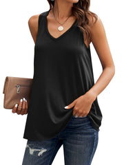 Sleeveless V-neck Tank Top Women's Casual Fit