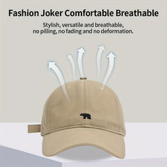 Unisex Sunshade Adjustable Baseball Cap With Bear Embroidery
