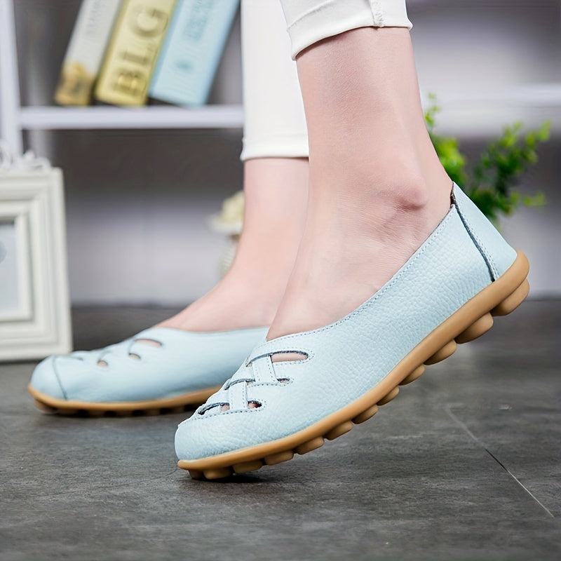 Women's Cross Strap Flat Loafers Soft Sole Slip On Walking Shoes
