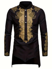 Men's African Traditional Long Sleeve Print Dashiki