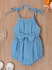 Sweet Infant Baby Girls Bowknot Suspenders Cotton Cami Onesie Romper