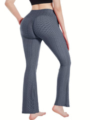 High Waisted Yoga Workout Tummy Control Bootcut Pants With Pocket