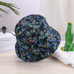 Rose Flower Animal Pattern Printing Fisherman Hat Outdoor Casual Double sided