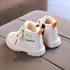 JIAGEYA Flower Embroidered Boots Lightweight Non-slip Warm Plus Fleece Boots