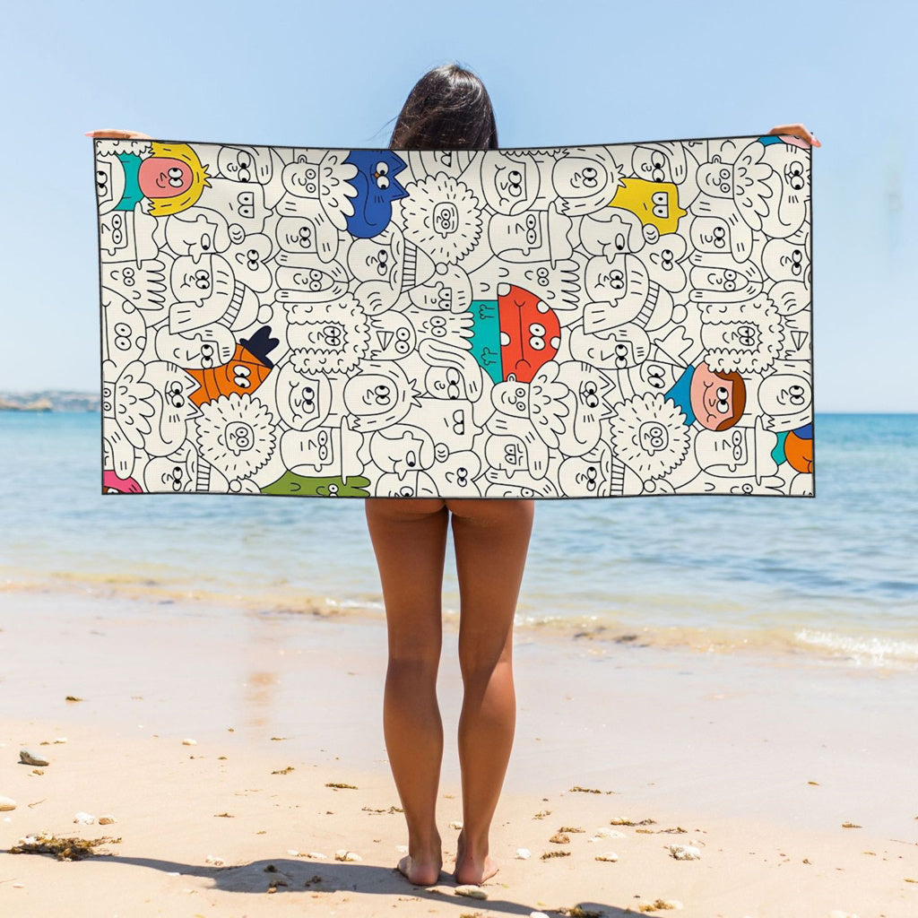 Cartoon People Collection Soft Warm for Sofa Bed Travel Living Room
