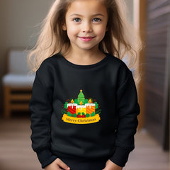 Christmas Cartoon Candles Print Girls Sweatshirt