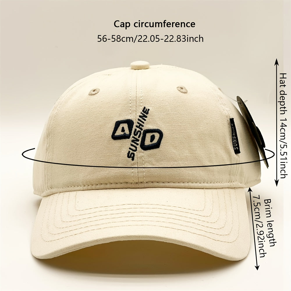 Sunshine Embroidery Baseball Cap Solid Cotton Adjustable Dad Hats