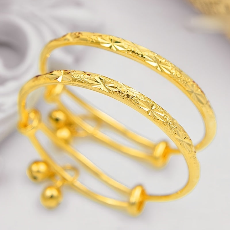 2pcs Baby Plated Adjustable Bangle Bracelet for Boys & Girls