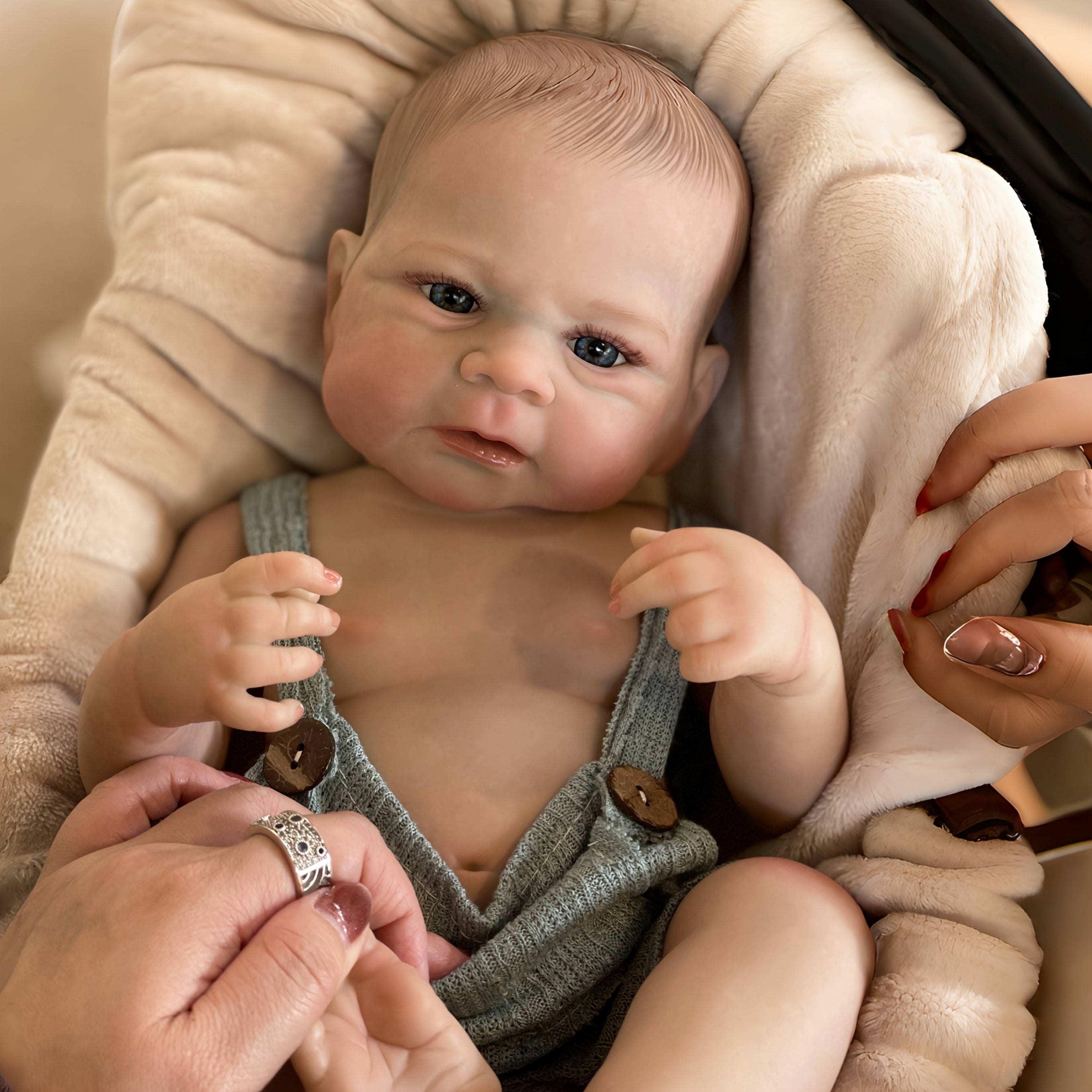 18.5" Open Eyes Elijah Boy Doll Realistic Full Body Vinyl Reborn Doll