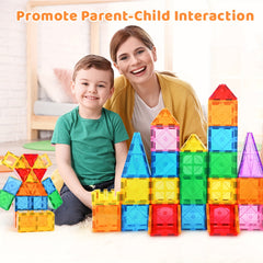 63pcs Kids Magnetic Tiles 3D Building Blocks Set Educational Toys - Boys & Girls