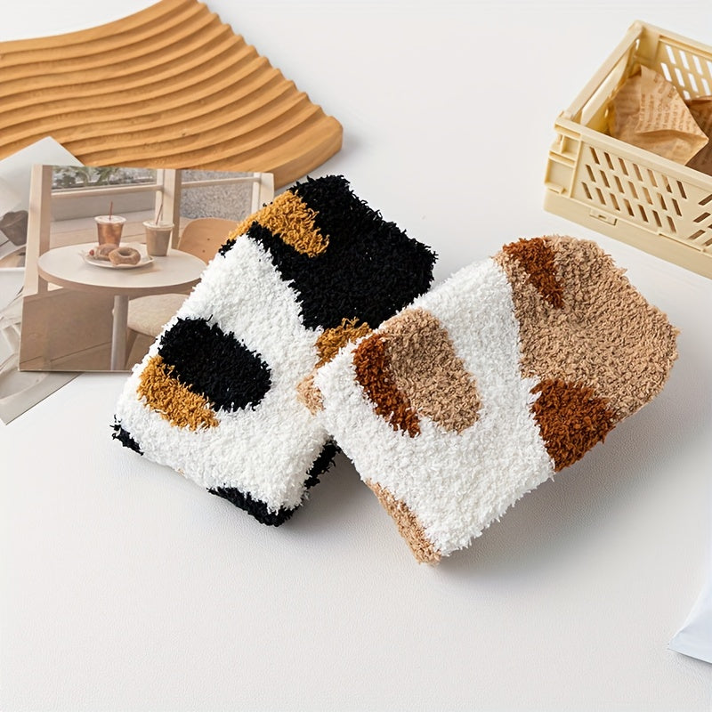 4 Pairs Cat Claw Fuzzy Socks Mid Tube Stockings