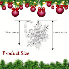 Snowflake Napkin Rings Set of 20 Polished Metal Buckles Hollow Carved Christmas