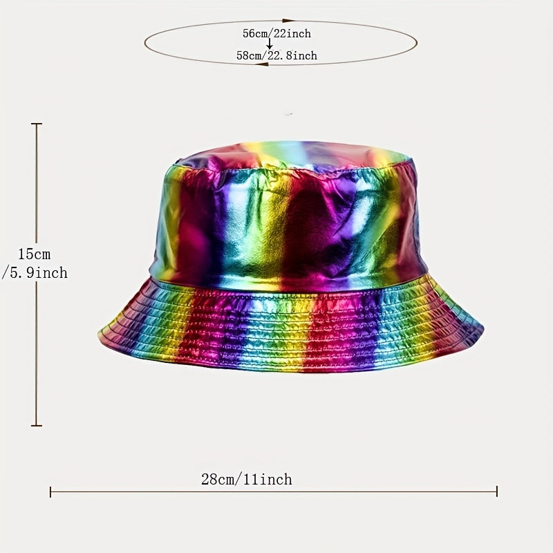 Striped Bucket Hat Hip Hop Sparkly Fisherman Cap