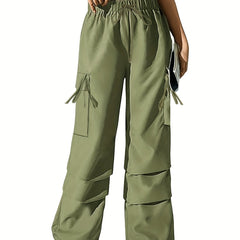 Women's High Rise Wide Leg Cargo Trousers
