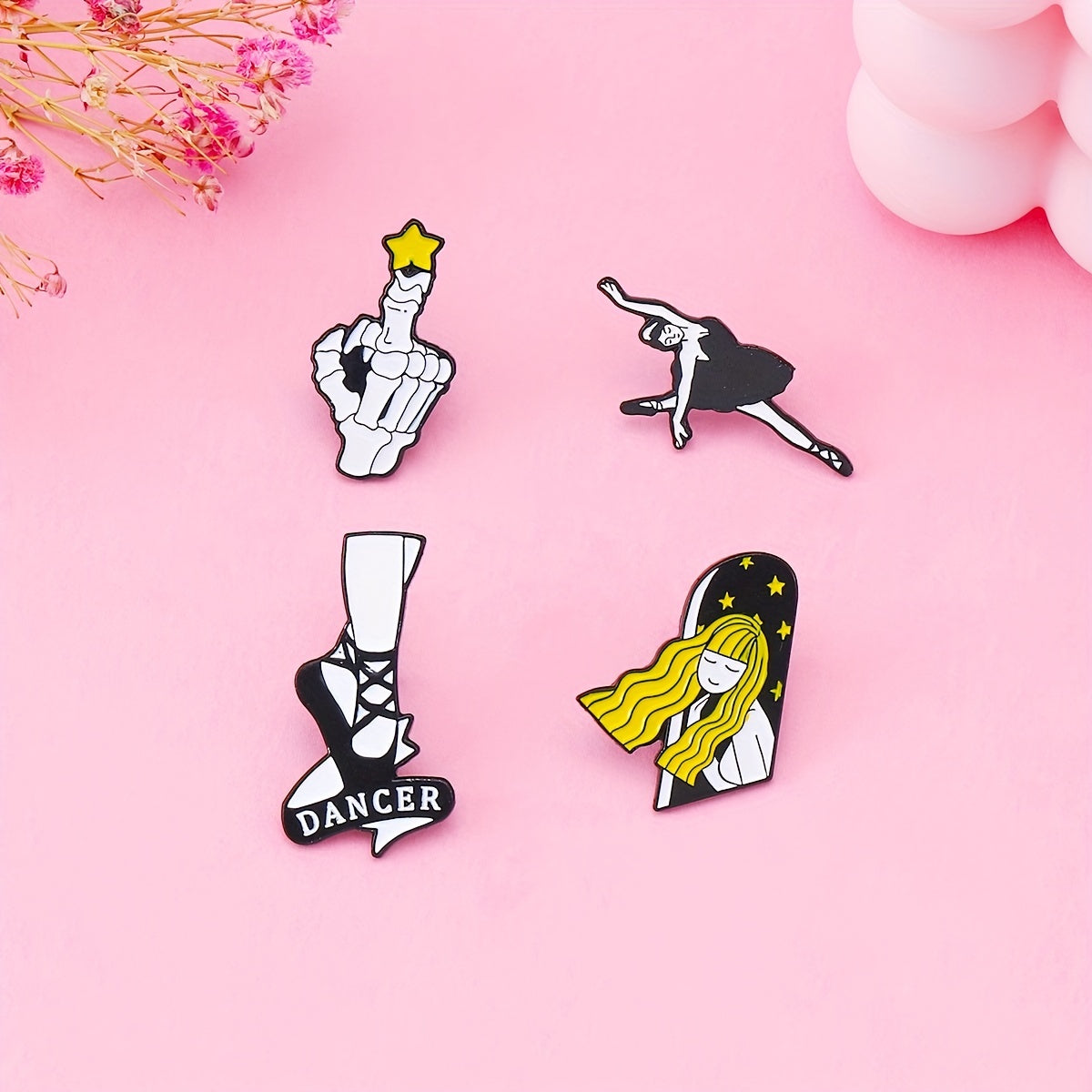 Starry Sky Skeleton Hand Index Finger Pointing Brooch