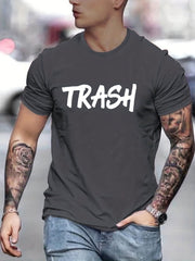 Men's Trash Print T shirt Casual Breathable Tee Men's Clothing