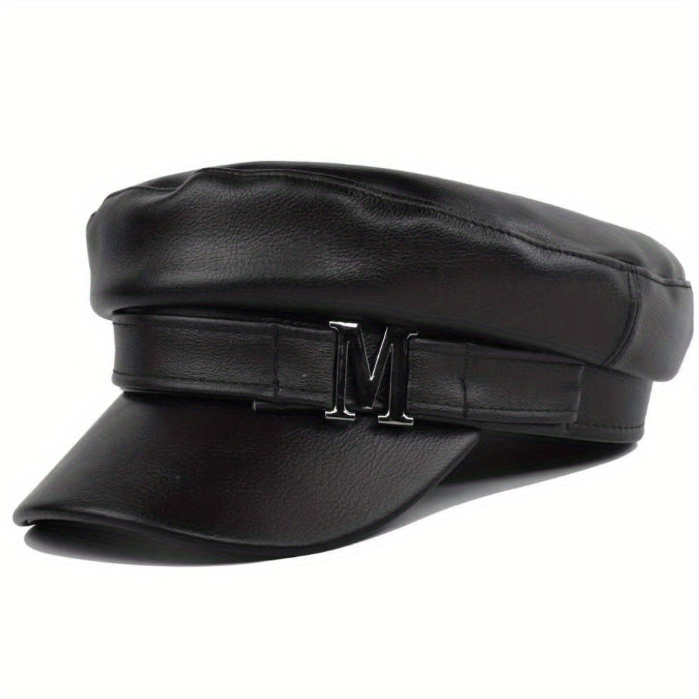M Decor PU Beret Classic Solid Adjustable Newsboy Cap Captain Hat