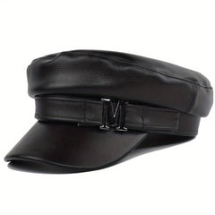 M Decor PU Beret Classic Solid Adjustable Newsboy Cap Captain Hat