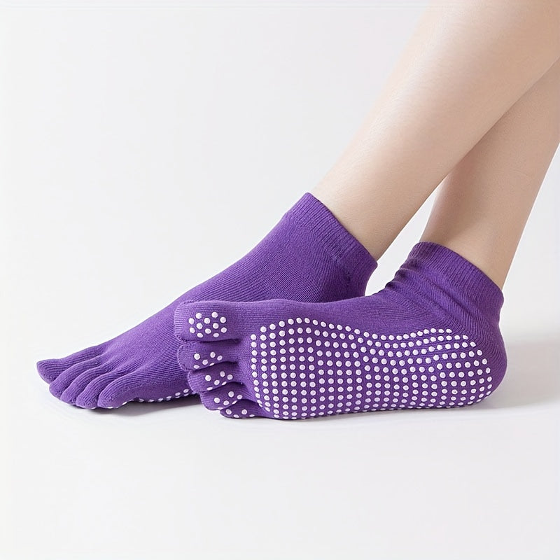 Rainbow Stripe Yoga Socks Five-Toe Split Socks Anti-Skid Gripper Socks