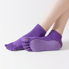 Rainbow Stripe Yoga Socks Five-Toe Split Socks Anti-Skid Gripper Socks