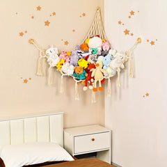 Stuffed Animal Storage Hammock Nursery Organizer Beige