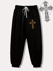 Pattern Print Drawstring Sweatpants Loose Fit Casual Joggers