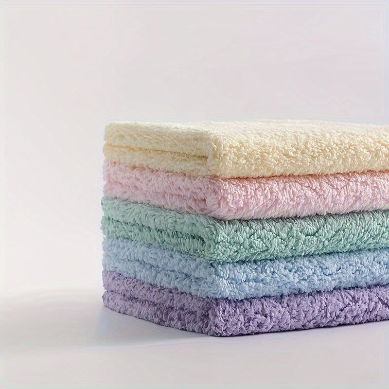 Soft Coral Velvet Washcloth Small Towel Wavy Pattern