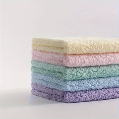 Soft Coral Velvet Washcloth Small Towel Wavy Pattern