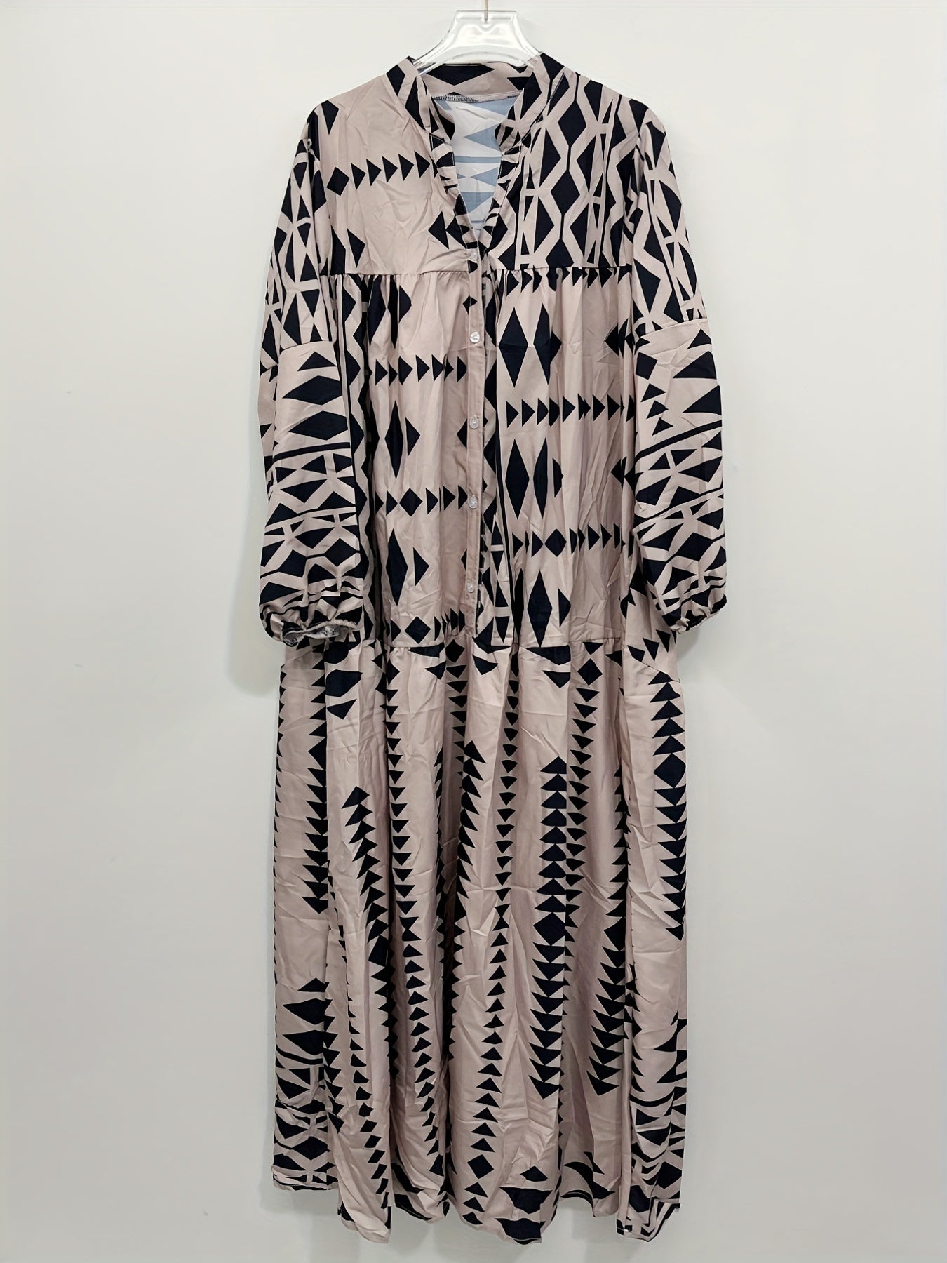 Geometric Print Button Up Maxi Dress
