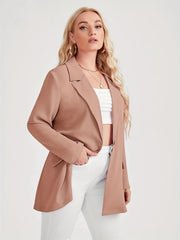 One Button Lapel Blazer Solid Work Office Outerwear