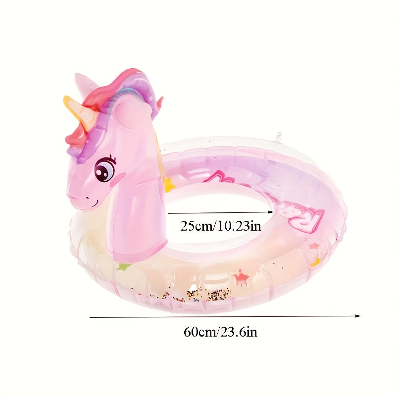 Rainbow Unicorn Pool Float with Glittery Design
