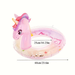Rainbow Unicorn Pool Float with Glittery Design