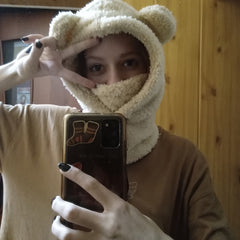 Women's Winter Warm Hat Mask Bear Hat Neck Protector Ear Protector